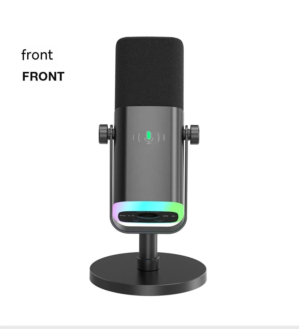 Dynamic noise reduction multifunctional microphone in black with XLR cable and base