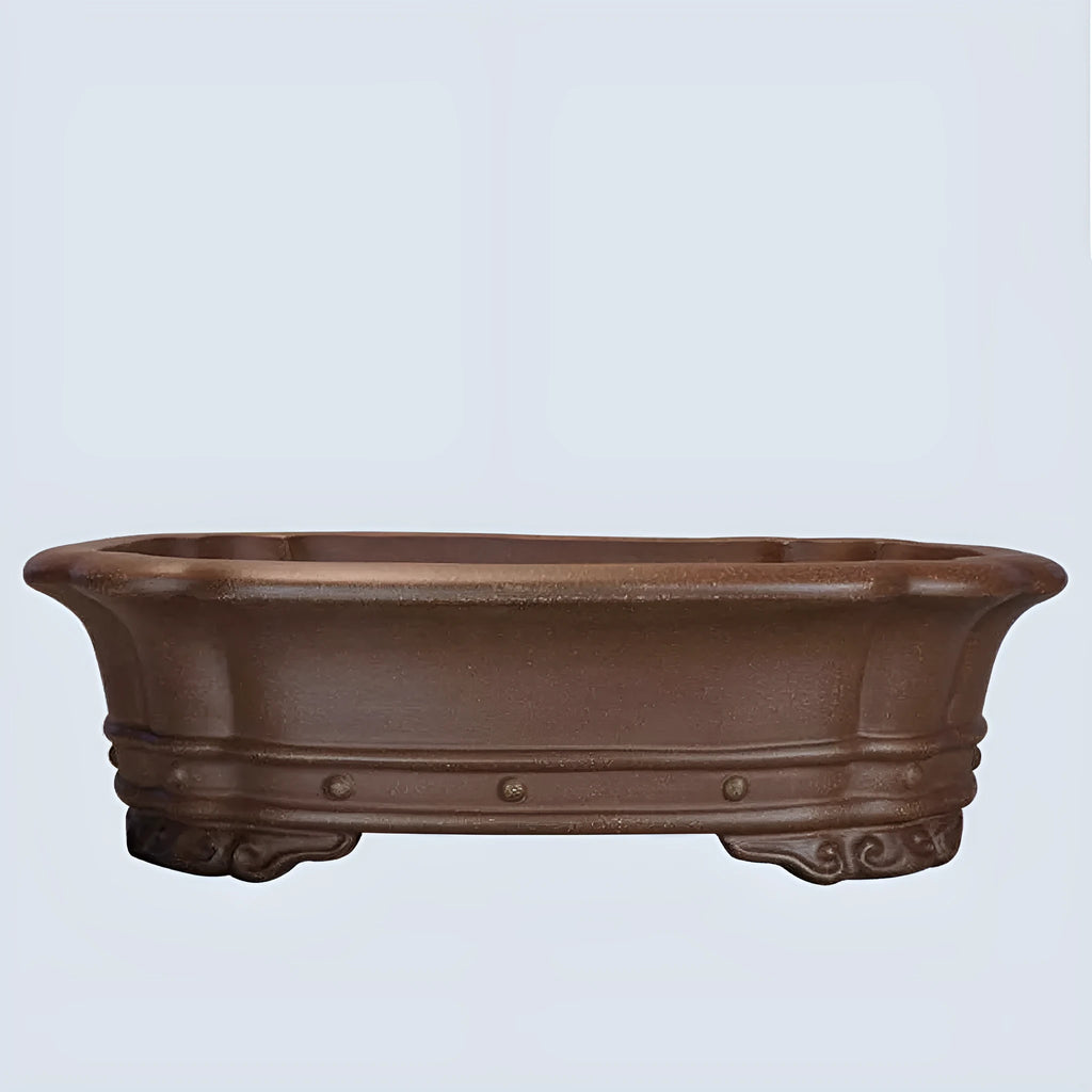 Handmade purple sand rectangular begonia flower pot with antique plain design measuring 51x41x14cm
