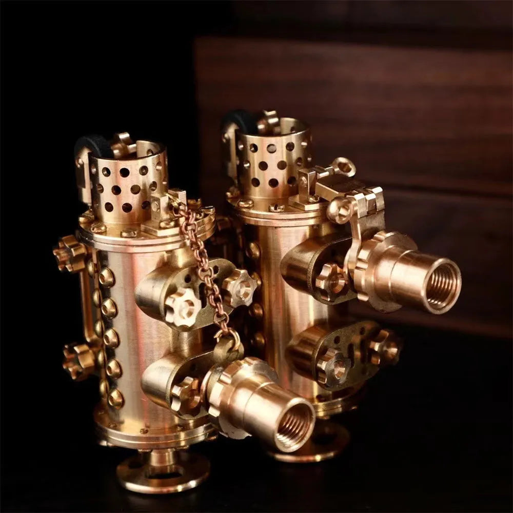 All copper handmade mechanical punk kerosene lighter in brass colour with shaft even style
