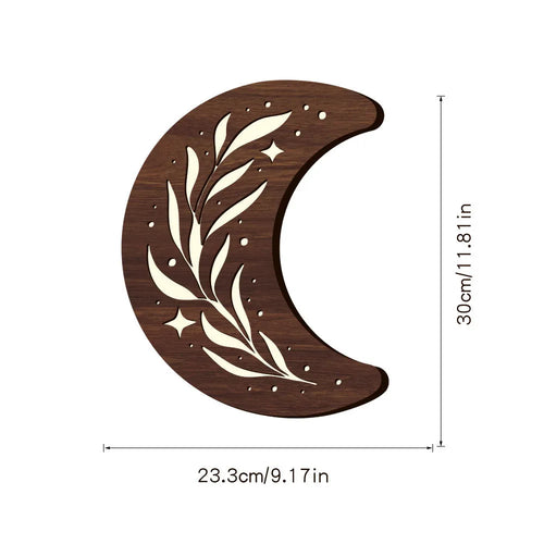 Bohemian style wooden leaf crescent pendant lamp with 3D carved basswood elements in MZ212 colour