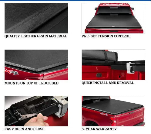 Black PVC soft roll roller shutter cover fitted on Ford Ranger 5ft pickup truck bed