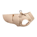 Khaki beige polyester winter dog coat on a pet, size L, windproof outer layer