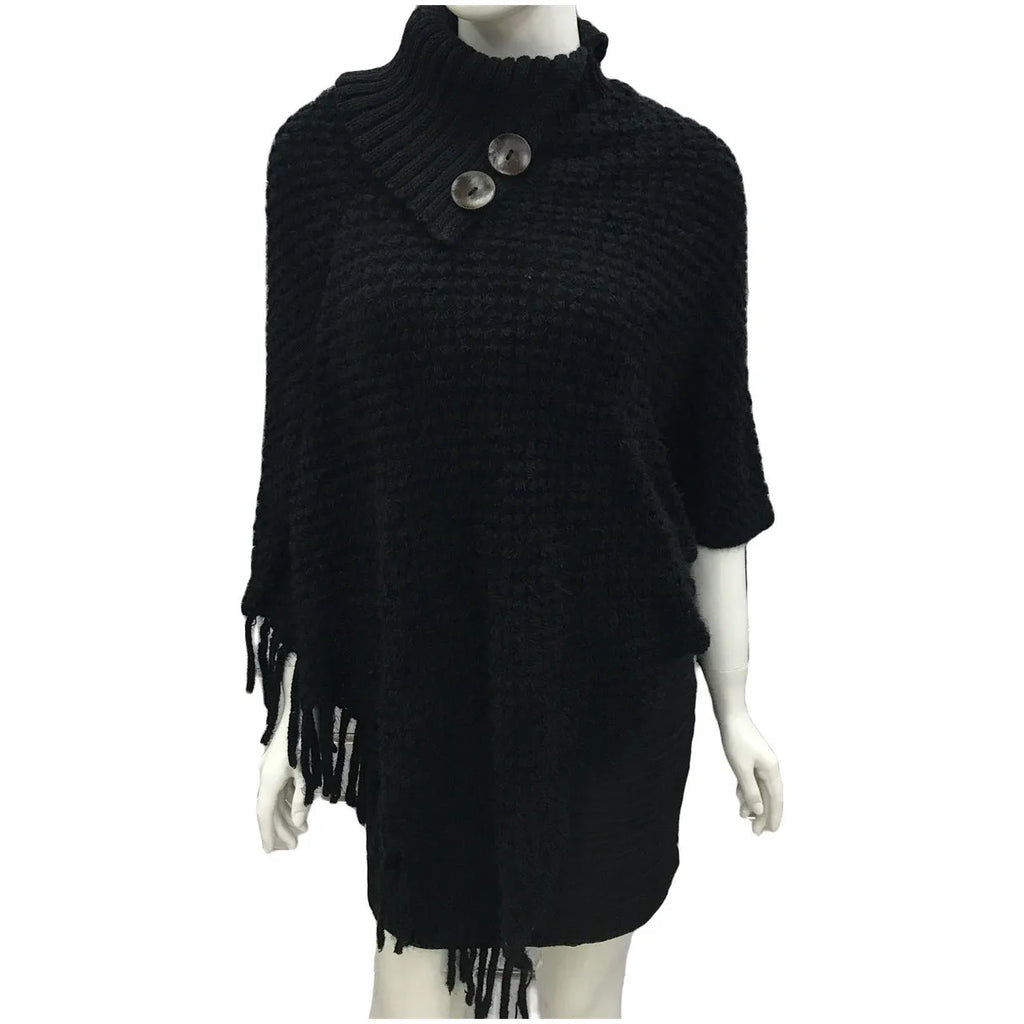 Women's knitted polka dot shawl cloak in sleeveless cape design showing colour options