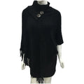Women's knitted polka dot shawl cloak in sleeveless cape design showing colour options