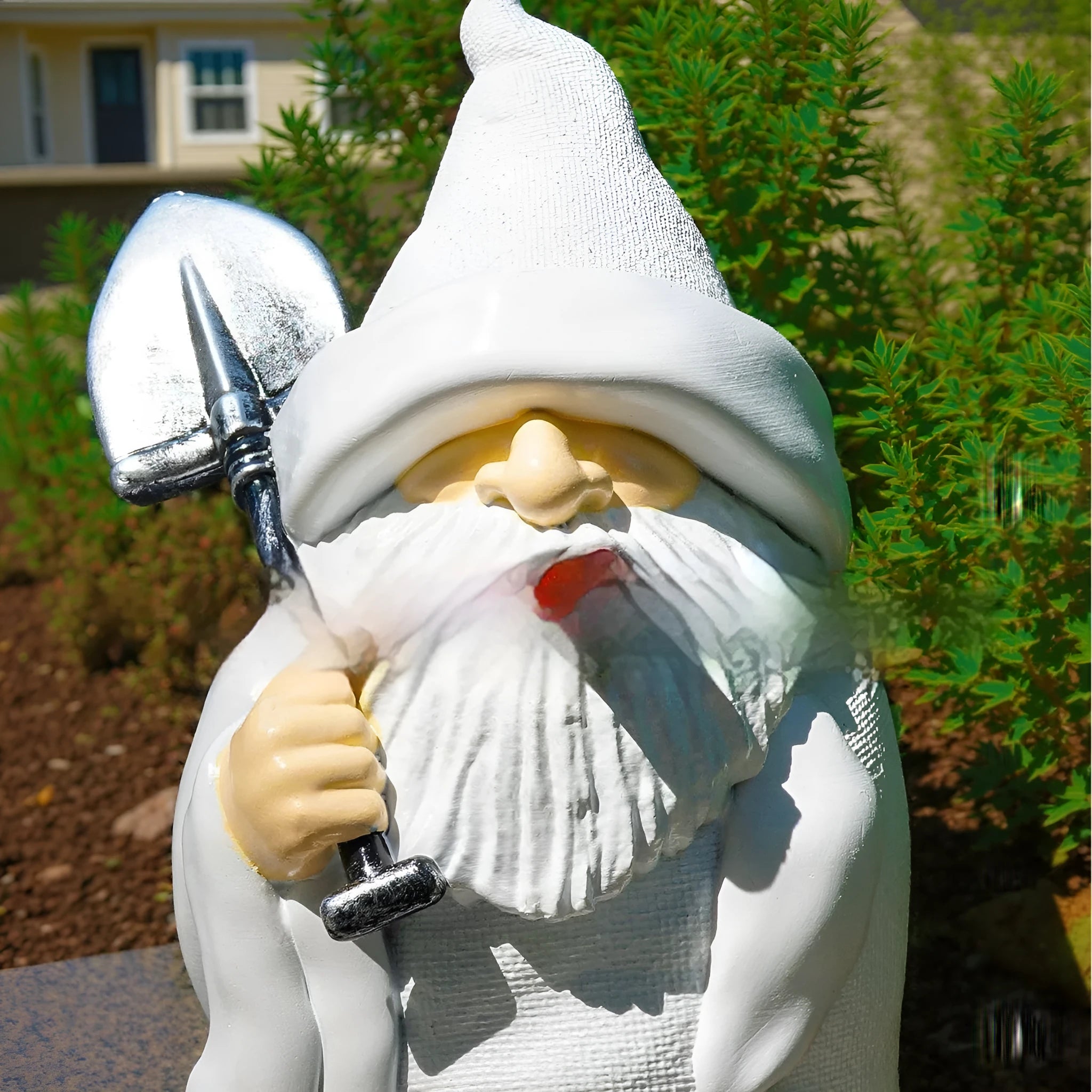 Smoking shovel dwarf Christmas garden resin ornament for outdoor decoration