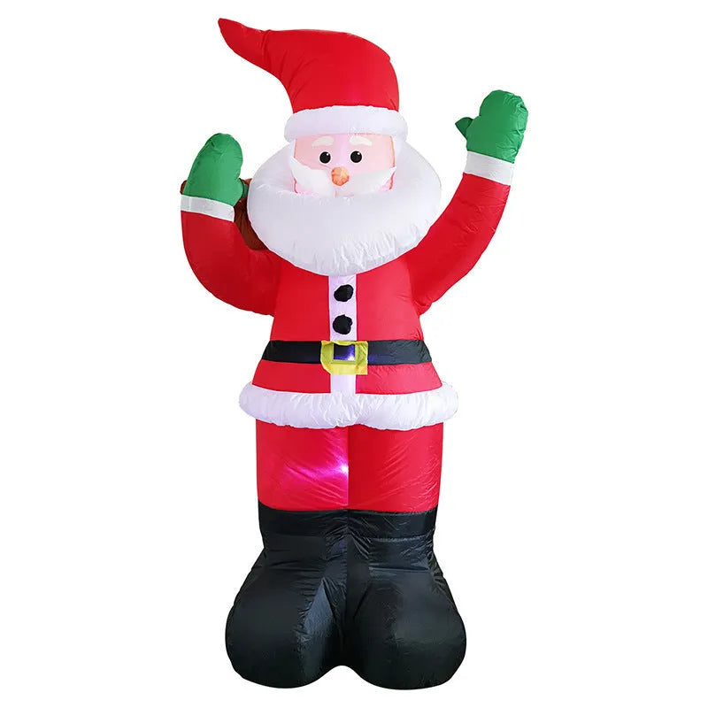 Glowing LED inflatable Christmas decoration showing Santa, tree, or snowman for outdoor garden use