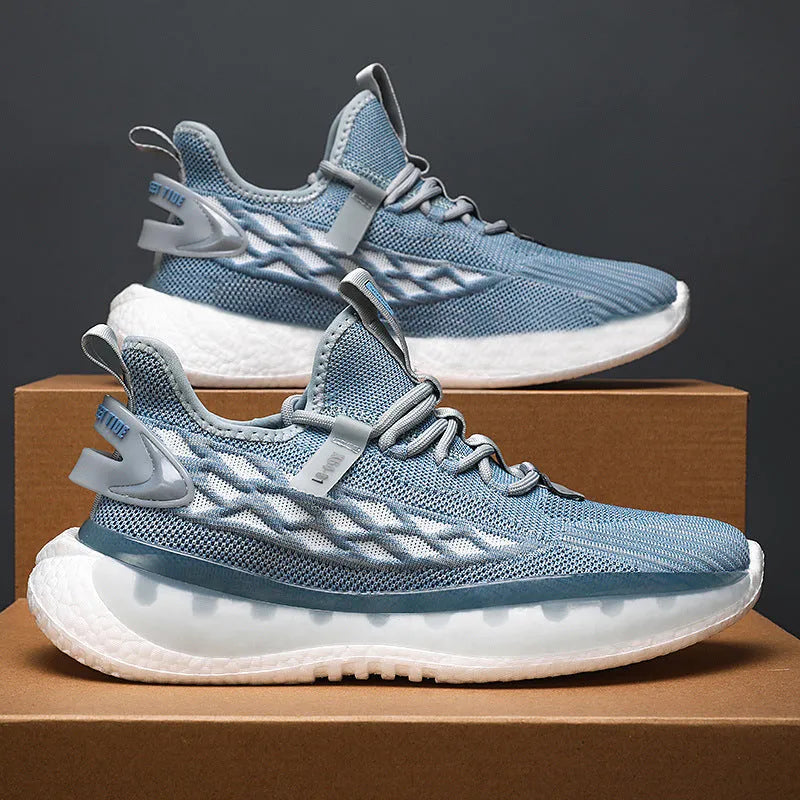 Men's woven mesh platform sneakers in multiple colours with flat heel and lace-up closure
