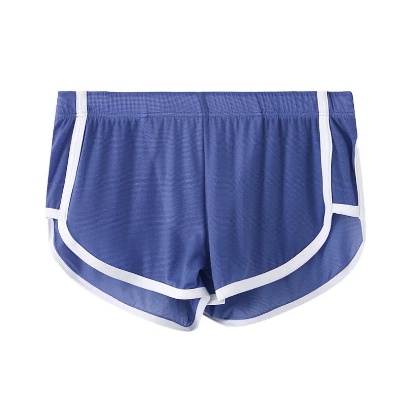 Men's low-waist ice silk boxers with mesh panels in multiple colour options