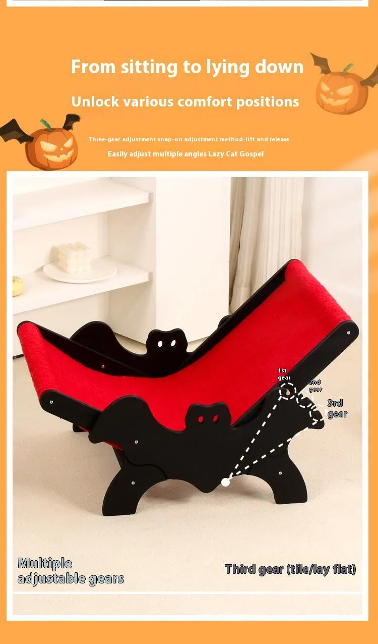 MW-054 wooden cat recliner bed with black and red Halloween colour design
