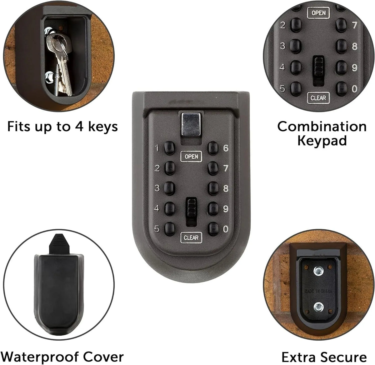 Aluminium alloy password key box mounted on an outdoor brick wall for secure storage.