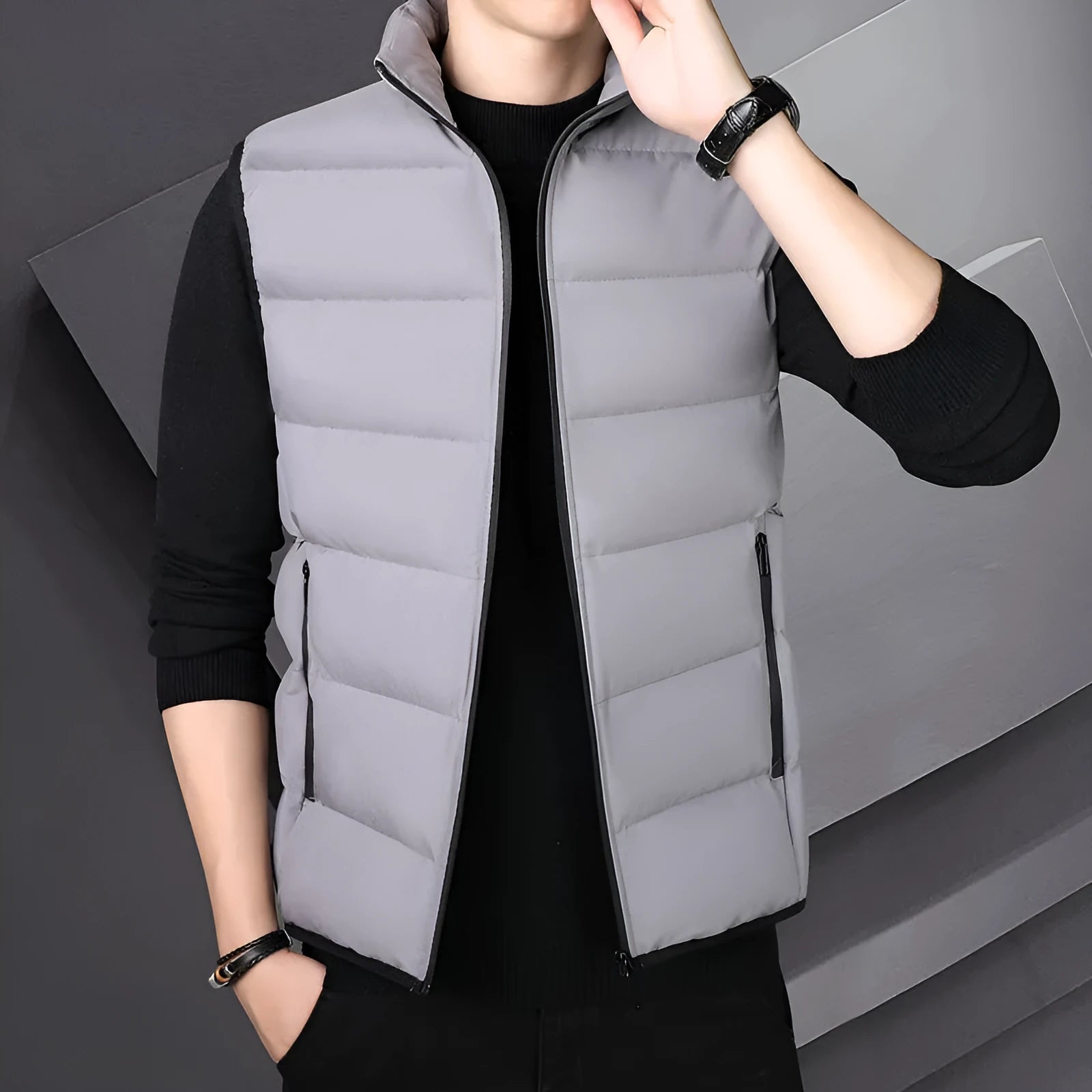 Men's slim fit warm sports down jacket in khaki colour, available in multiple sizes