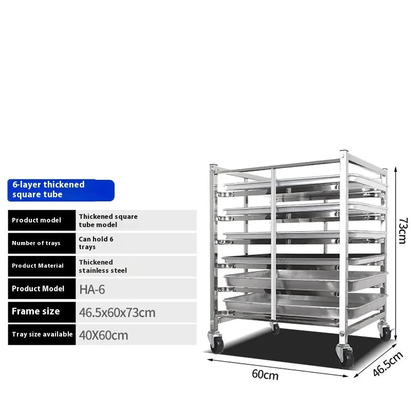 Stainless steel six-layer baking tray rack with 40x60cm frame for commercial kitchens