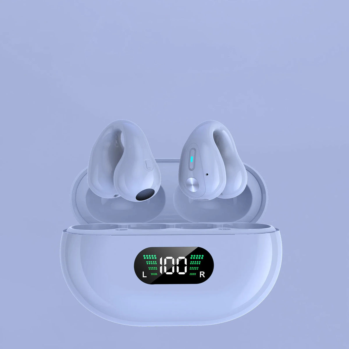 Bone conduction headphones ear clip TWS earbuds Bluetooth 5.3 touch control black colour