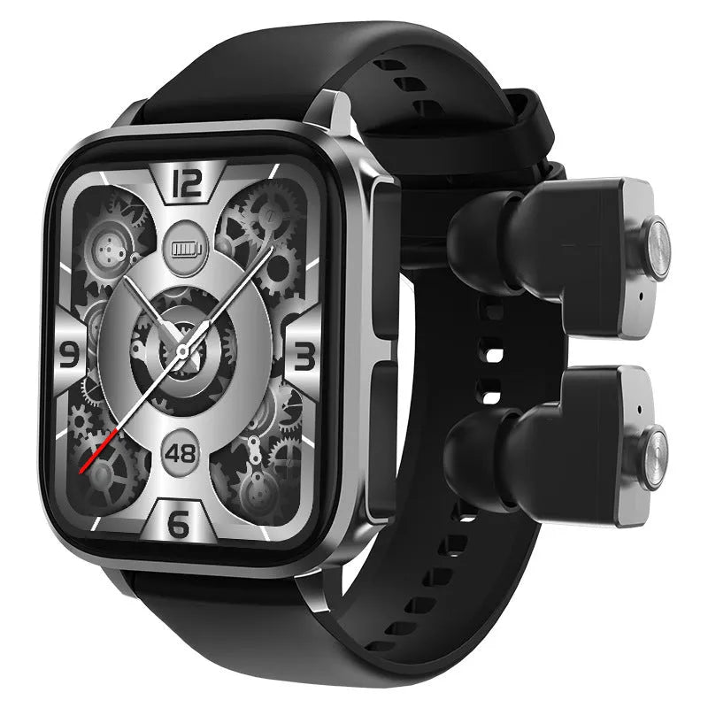 Two-in-one Bluetooth headset call smart watch with heart rate and blood pressure monitoring in black