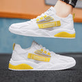 Men's casual mesh breathable sports shoes in blue with round toe and lace-up closure