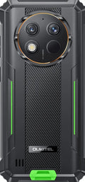 OUKITEL G1 Android mobile phone in grey, green, and orange colour options with included charger.