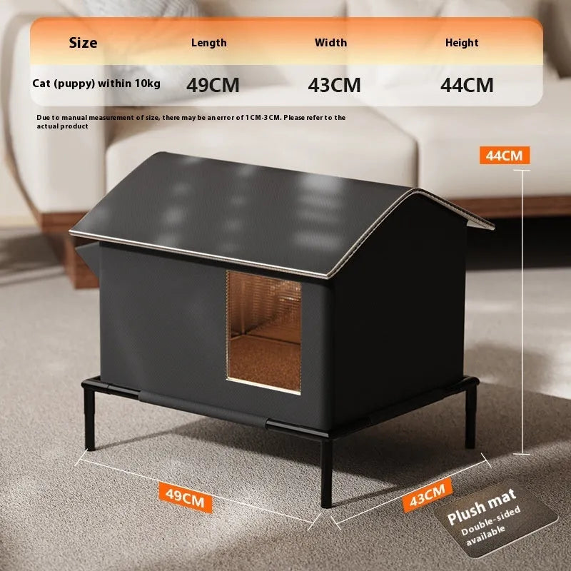 Black Oxford cloth outdoor pet bed for cats and small dogs with lock temperature design