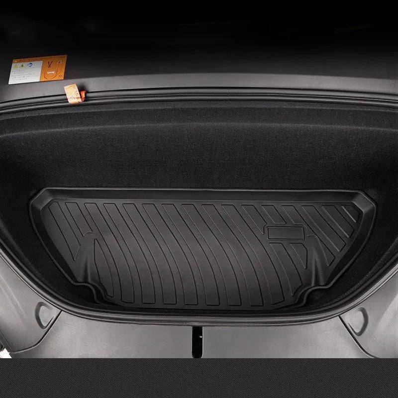 Tesla car floor mats with rubber construction and TPE footrest sections for Model 3, Y, S, X