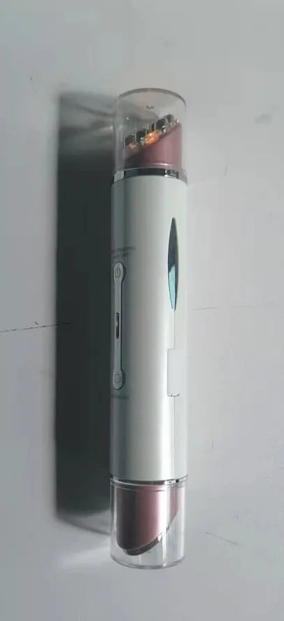 Piano white eye beauty instrument with USB cable, showing negative ion and ultrasonic wave modes