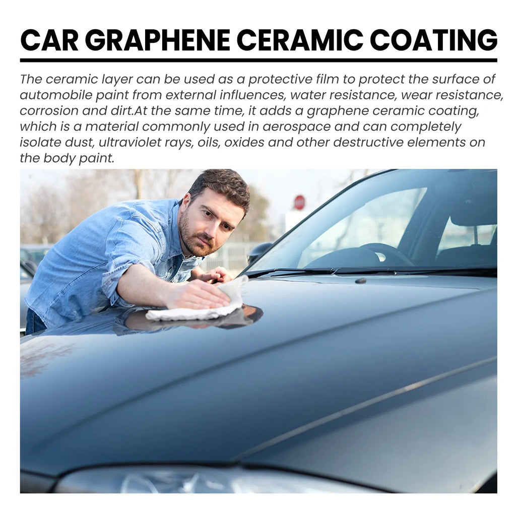 Automotive graphene ceramic coating kit with 70ml solution, sponge, towel, gloves and coating cloths
