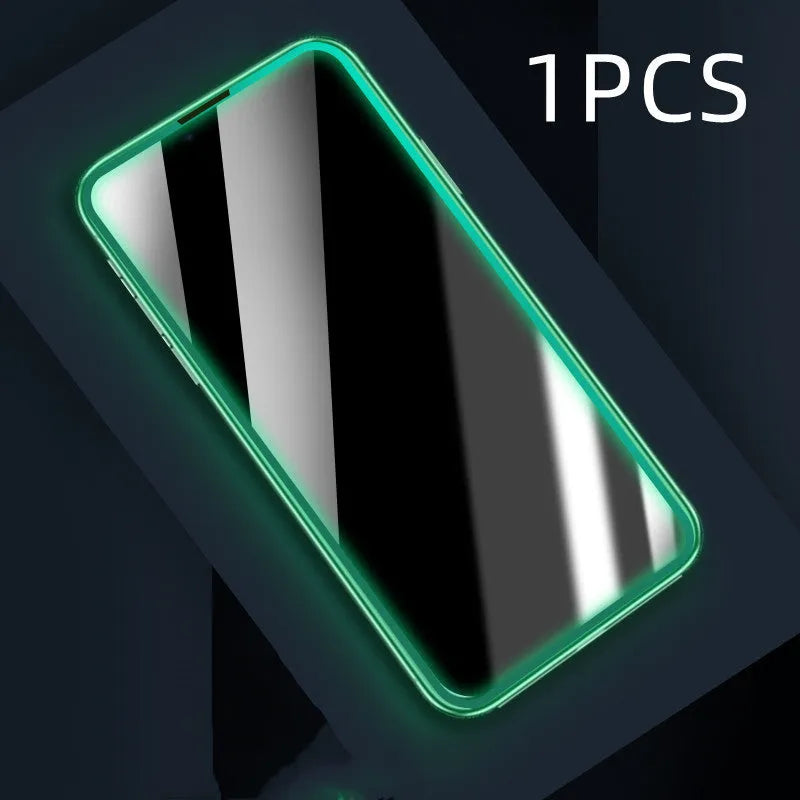 Luminous privacy tempered glass screen protector for iPhone, anti-peeping full coverage airbag edge