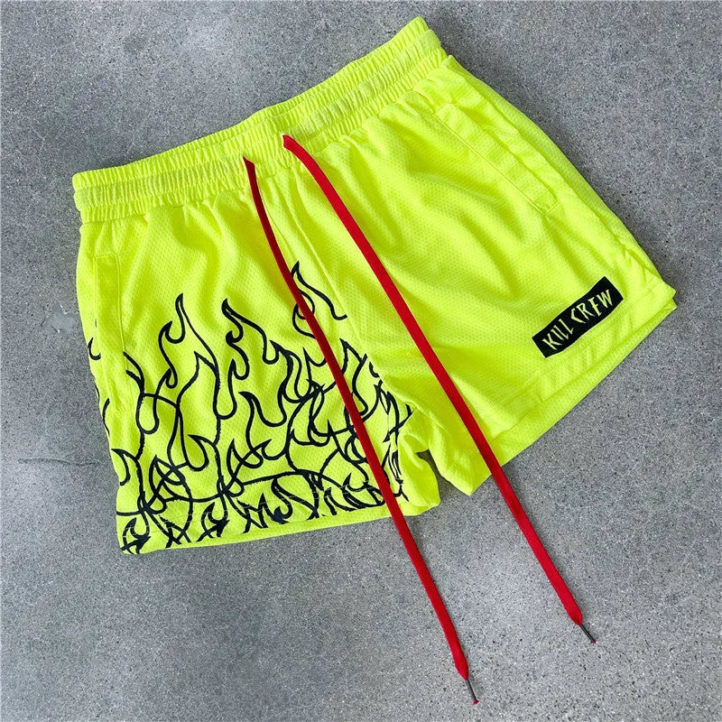Men's mesh breathable sports fitness shorts in polyester fibre, available in multiple colours and sizes