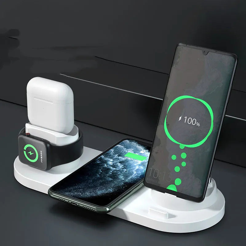 Multifunctional wireless charger base plate in black, foldable design with fast charging capability