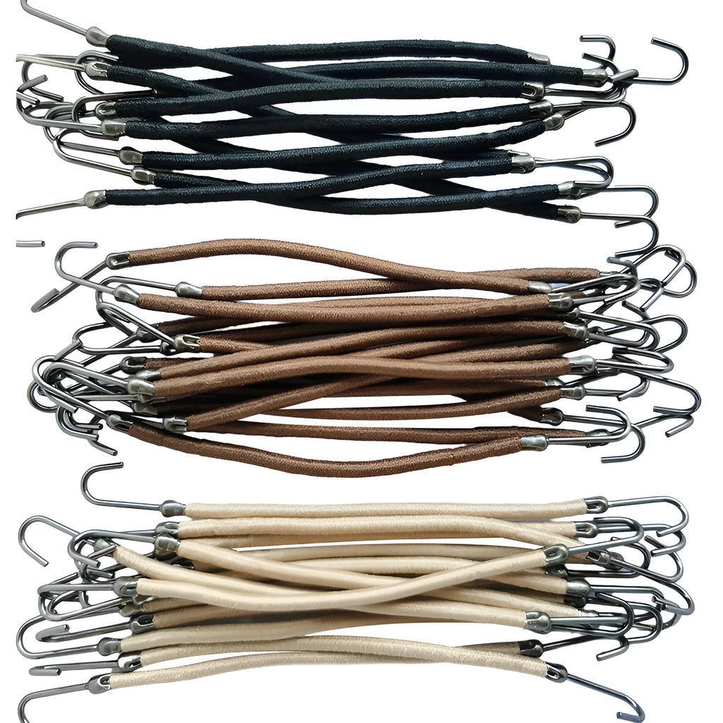 Double hook wig attachment tools in black, dark brown, and light brown colours