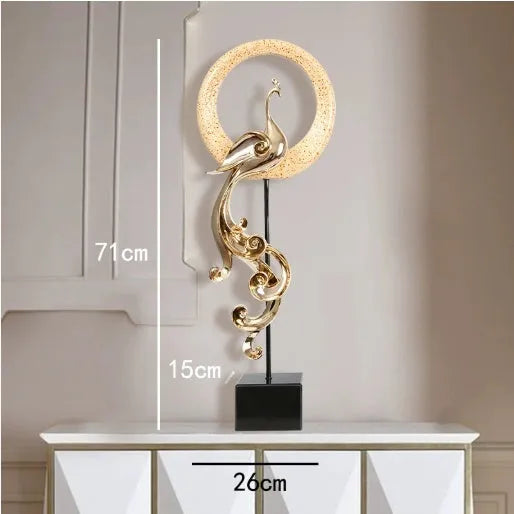 European style synthetic resin Phoenix ornament in rose gold, silver, or red.