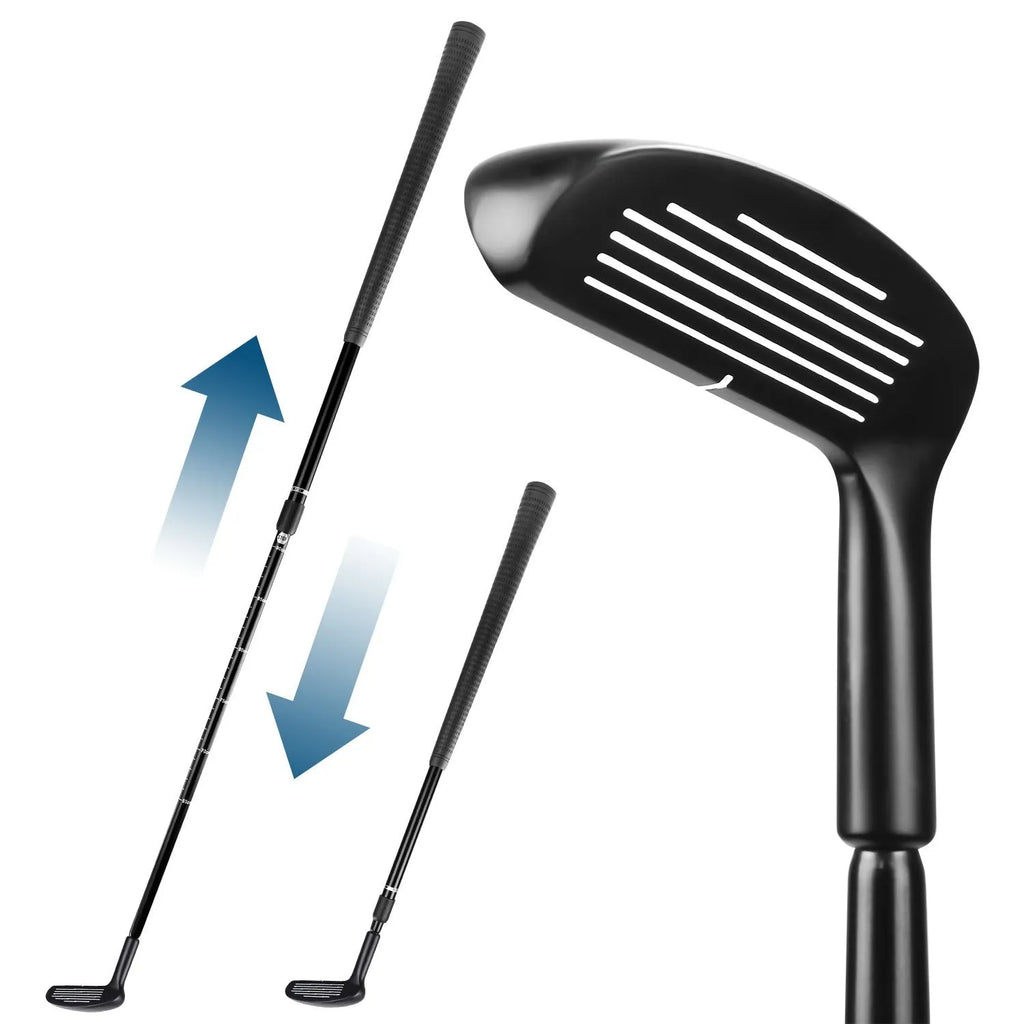 Double sided zinc alloy telescopic golf club in black, 94cm long