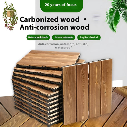 Camphor pine wood flooring tiles 30x30cm square for balcony thickening