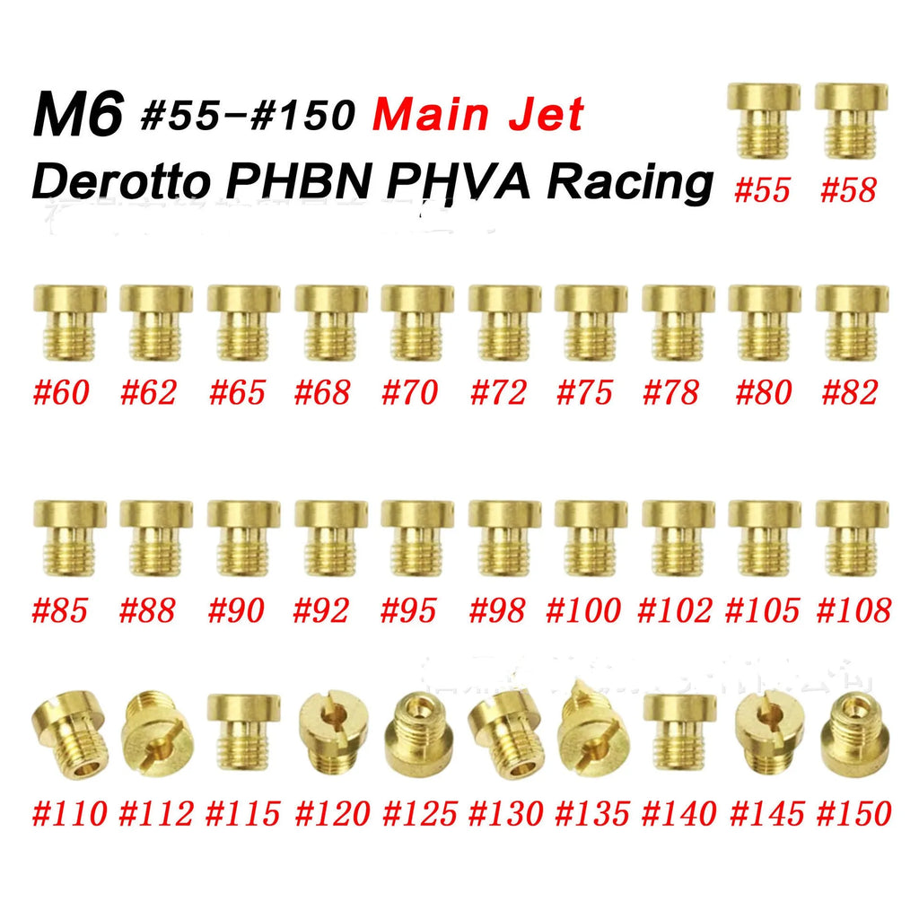 Brass M6 carburetor main jet nozzle for Derotto PHBN and PHVA models