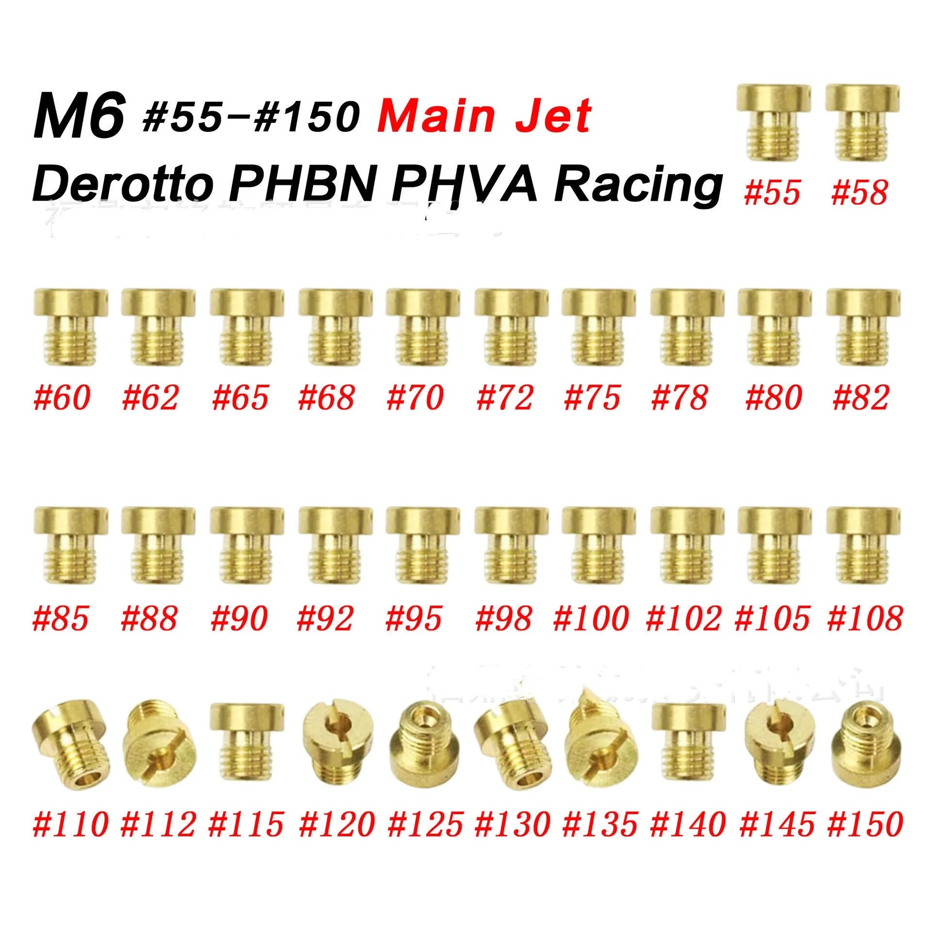 Brass M6 carburetor main jet nozzle for Derotto PHBN and PHVA models