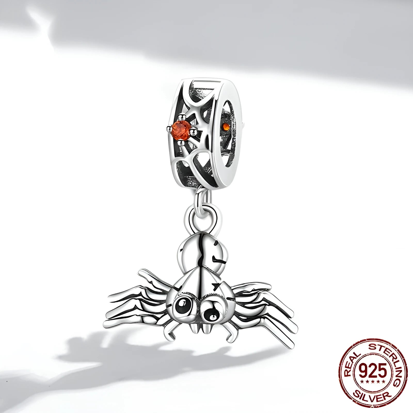925 silver electroplated spider bead pendant 1.9x1.4cm on white background