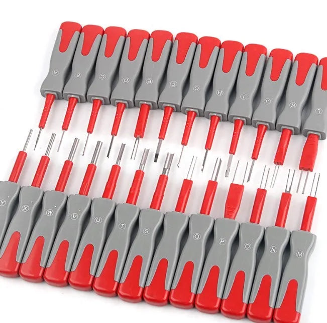 25-piece car terminal removal tool set in case measuring 445x240x65 mm for circuit pull out and wire harness disassembly