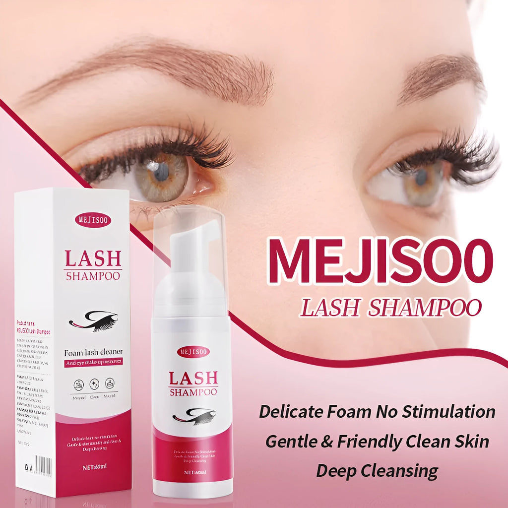 60ml lash shampoo mousse bottle for eyelash extension cleaning measuring 3.7cm wide