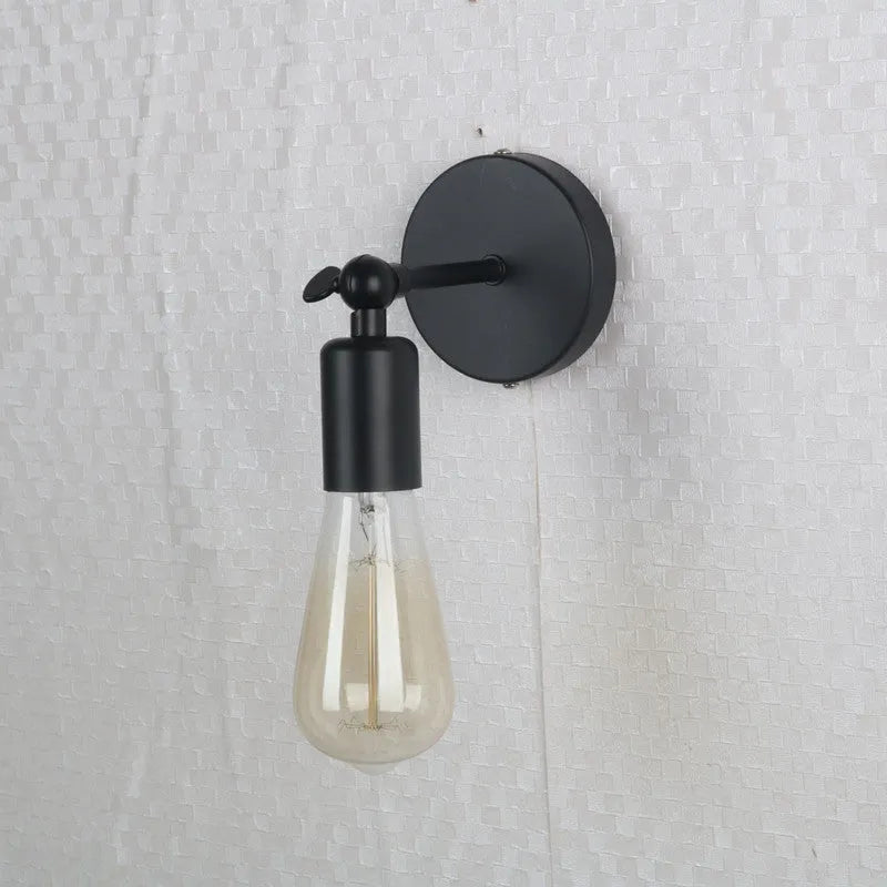 American black industrial style small wall lamp wrought iron antique finish E27 fitting for indoor leisure venues