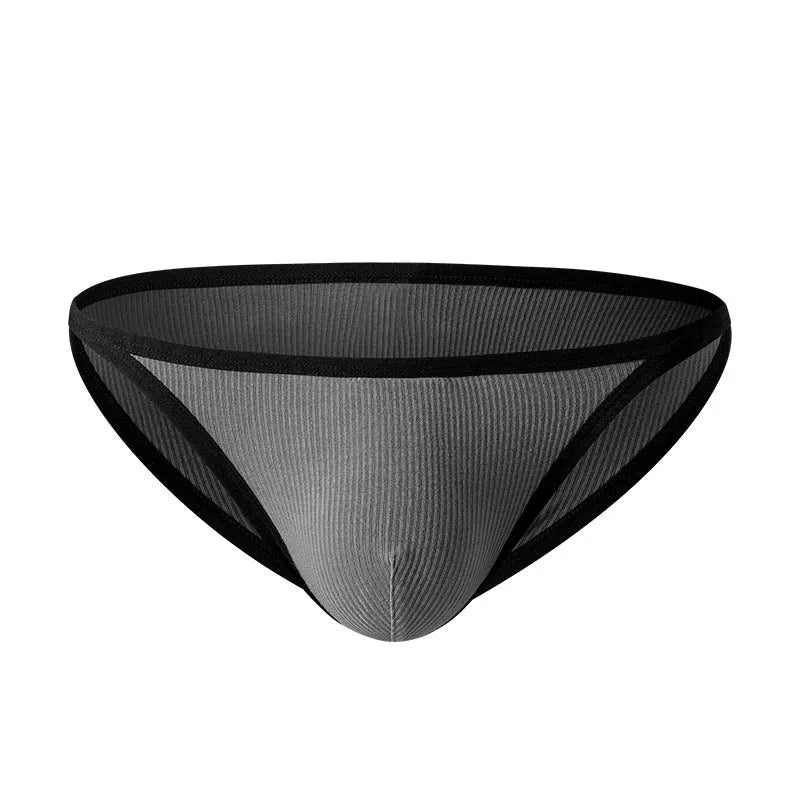 Men's low waist briefs in rib fabric with narrow edge design available in white and grey colours