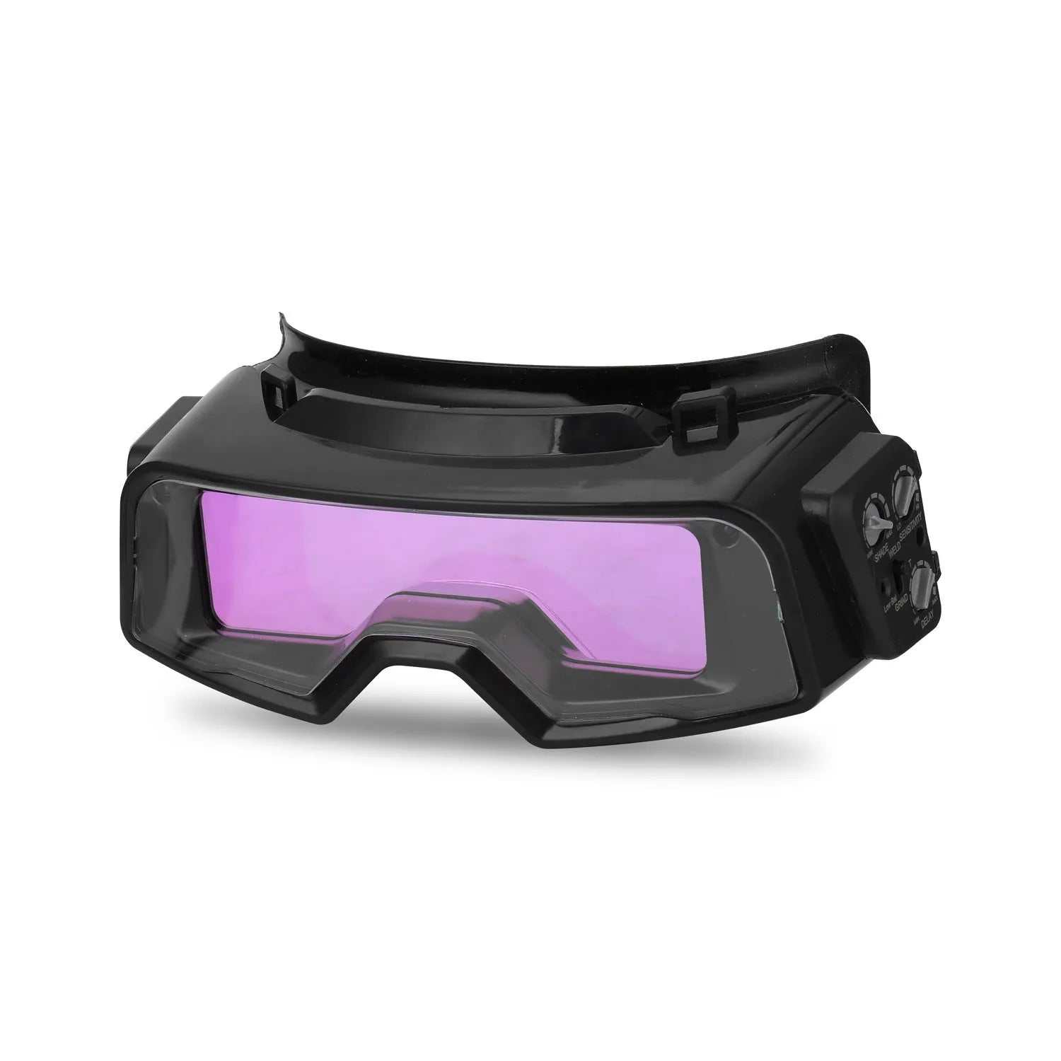 Black automatic welding mask with adjustable darkening lens for arc welding protection