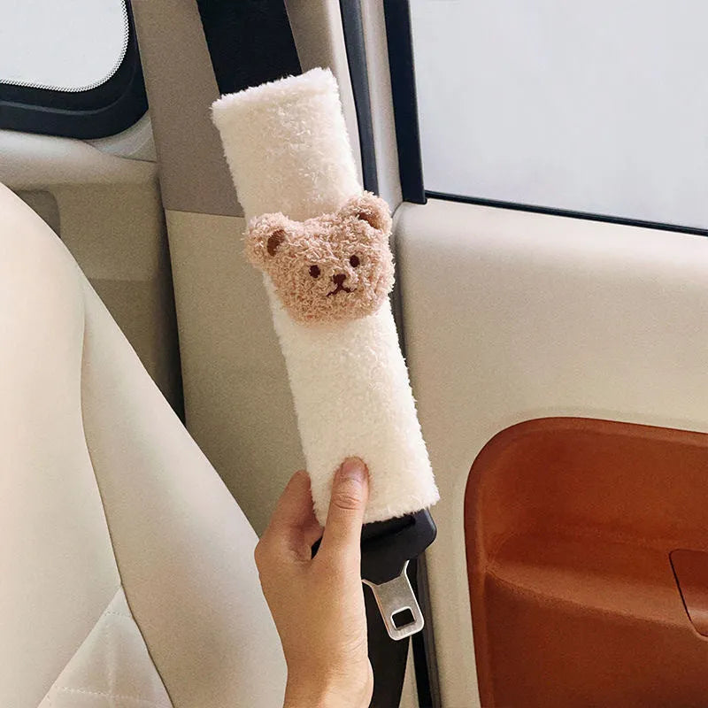 Cartoon bear plush car seat belt protective cover for baby car seats measuring 25cm