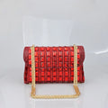 Shiny glass rhinestone chain clutch bag with dedicated phone compartment in retro style