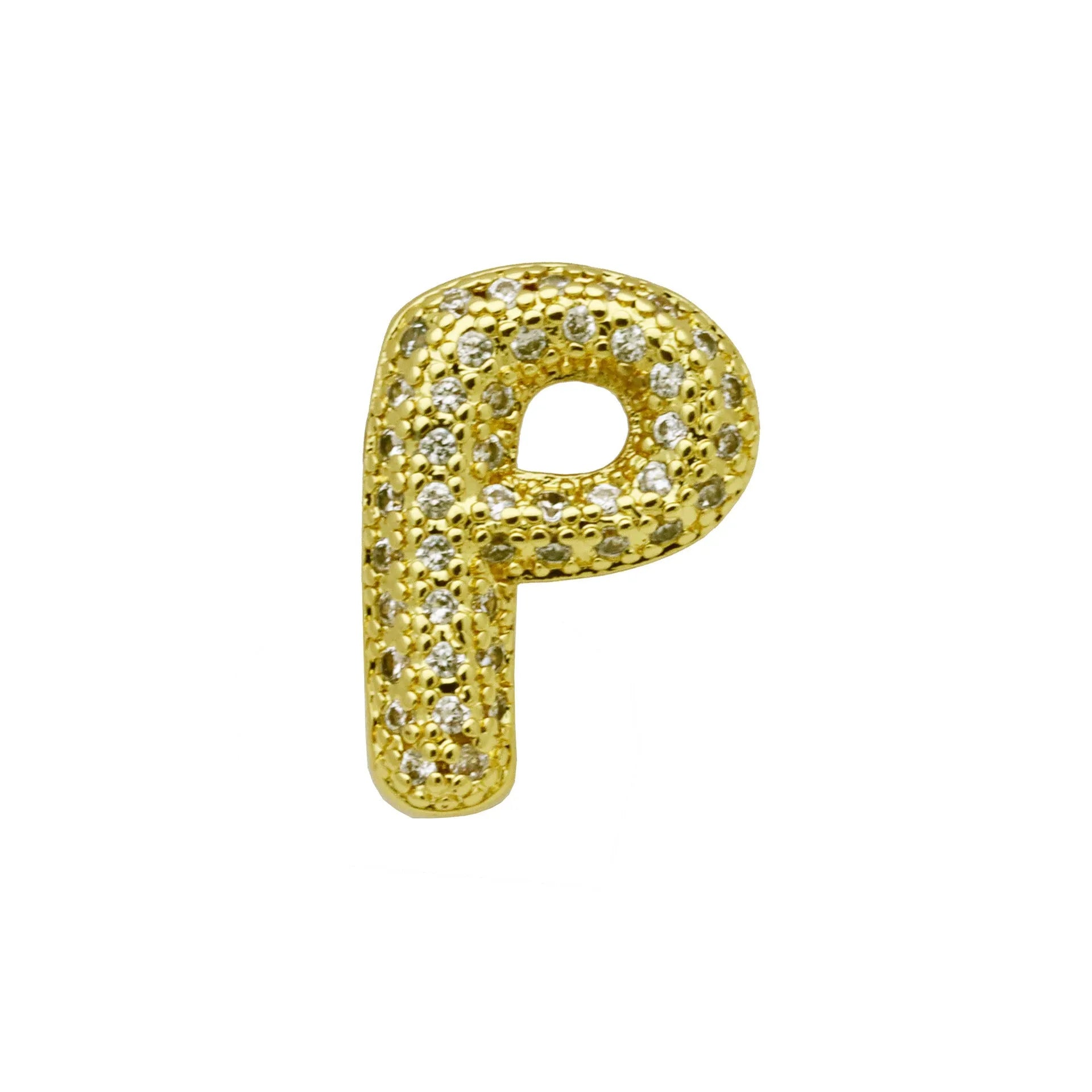 Copper letter bracelet with a single 'A' charm featuring micro inlaid zirconium detail on a gold-finished chain.