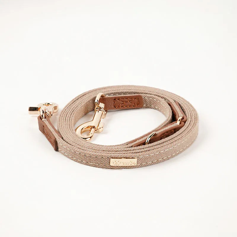 Anti-lost mohair dog collar with hand holding rope in cement gray colour for small breeds
