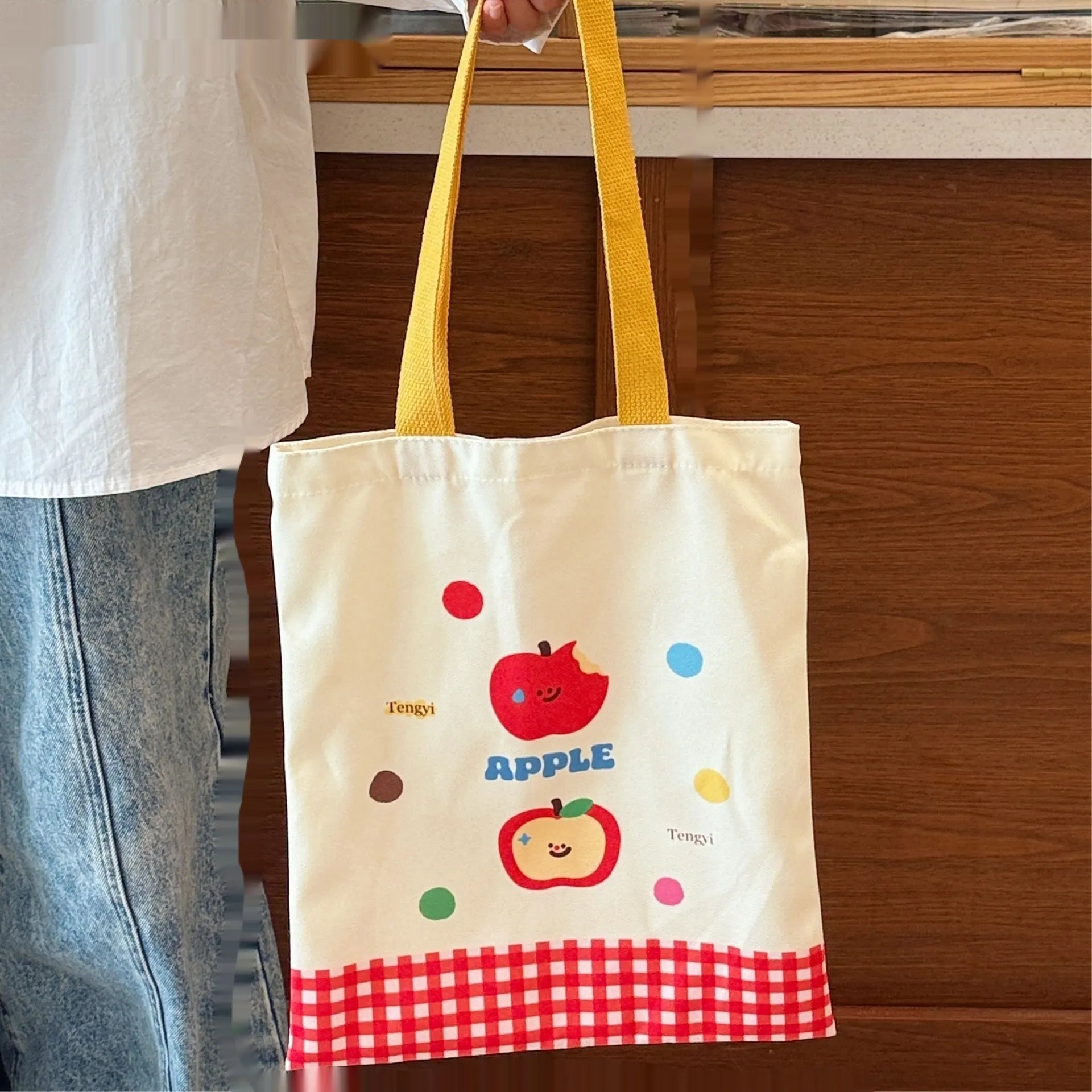 Cartoon canvas bag with printed animal designs measuring 30x36x24cm in multiple colour options