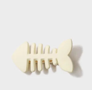 Fishbone pattern plastic barrette with duckbill clip in minimalist candy colour