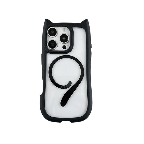 Transparent acrylic TPU phone case for iPhone 17 with magnetic suction feature in black colour