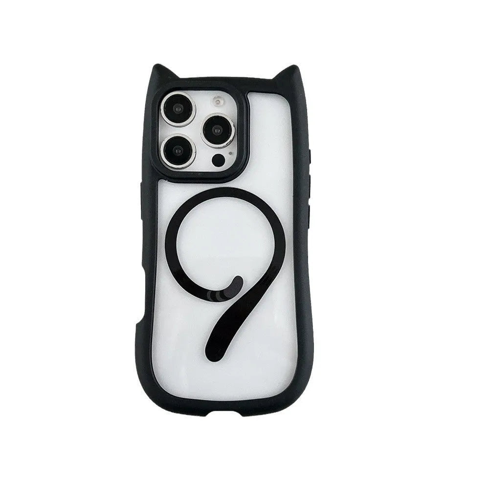 Acrylic TPU transparent phone case for iPhone 17 series in black colour with shockproof and magnetic suction features