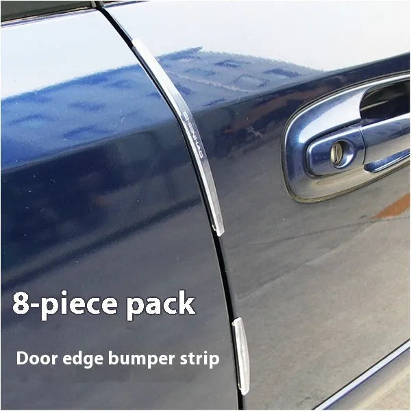 White plastic car door edge protection strip set for preventing scratches and door dings