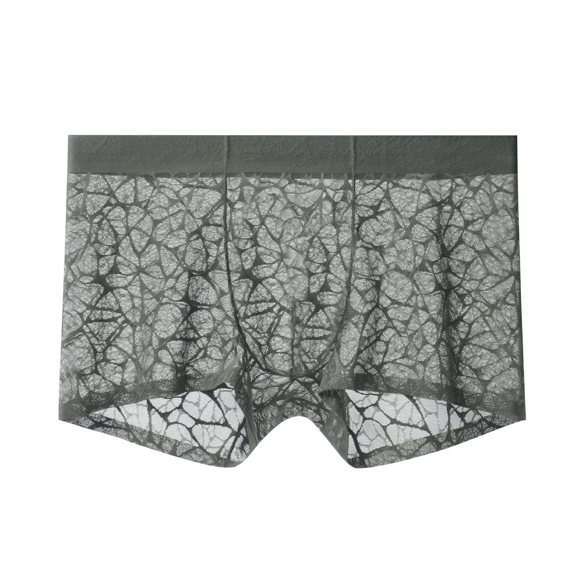 Men's thin lace leopard jacquard underwear in middle waist design showing five colour options
