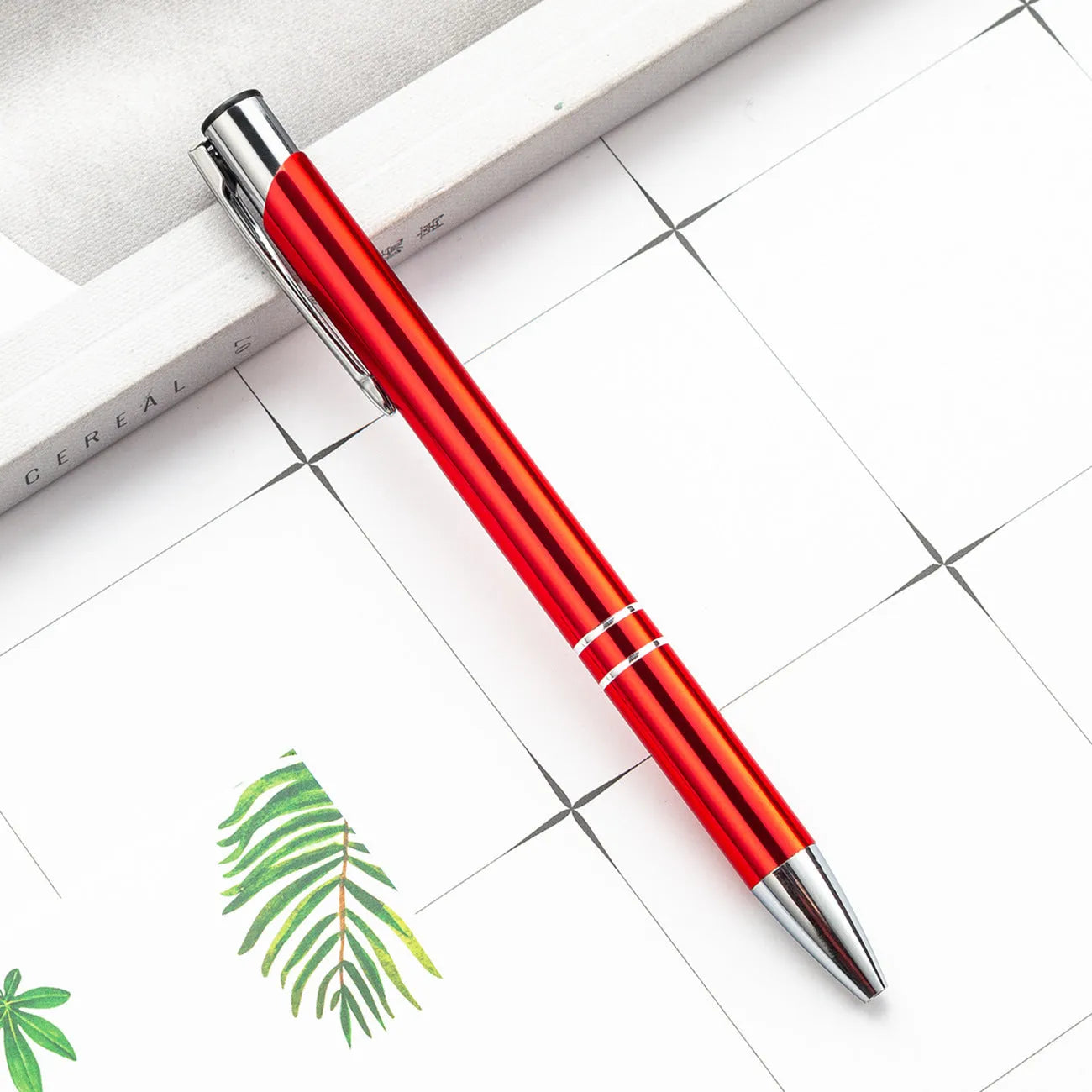 Metal ballpoint pen with aluminium barrel in multiple colour options including champagne gold and painted silver